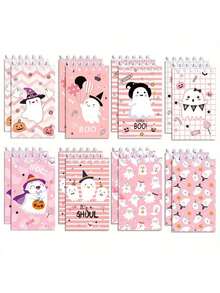 4/8pcs Halloween Style Memo Pads, Vertical Flip Portable Spiral Notebook, Tear-Off Loose-Leaf Paper Notepad, Cute Ghost, Pumpkin, Bat, Suitable For Halloween Party Small Gifts - Set - View 1