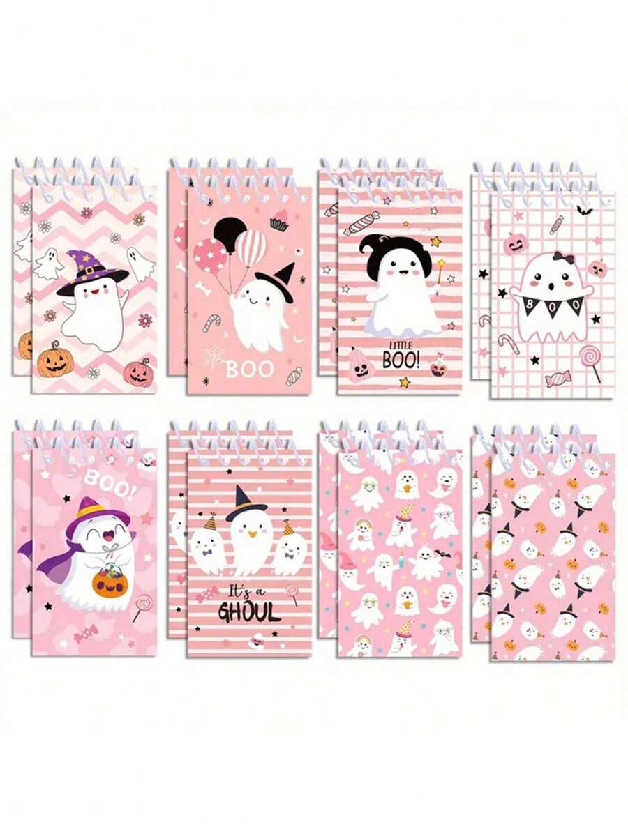 4/8pcs Halloween Style Memo Pads, Vertical Flip Portable Spiral Notebook, Tear-Off Loose-Leaf Paper Notepad, Cute Ghost, Pumpkin, Bat, Suitable For Halloween Party Small Gifts - Set - View 1