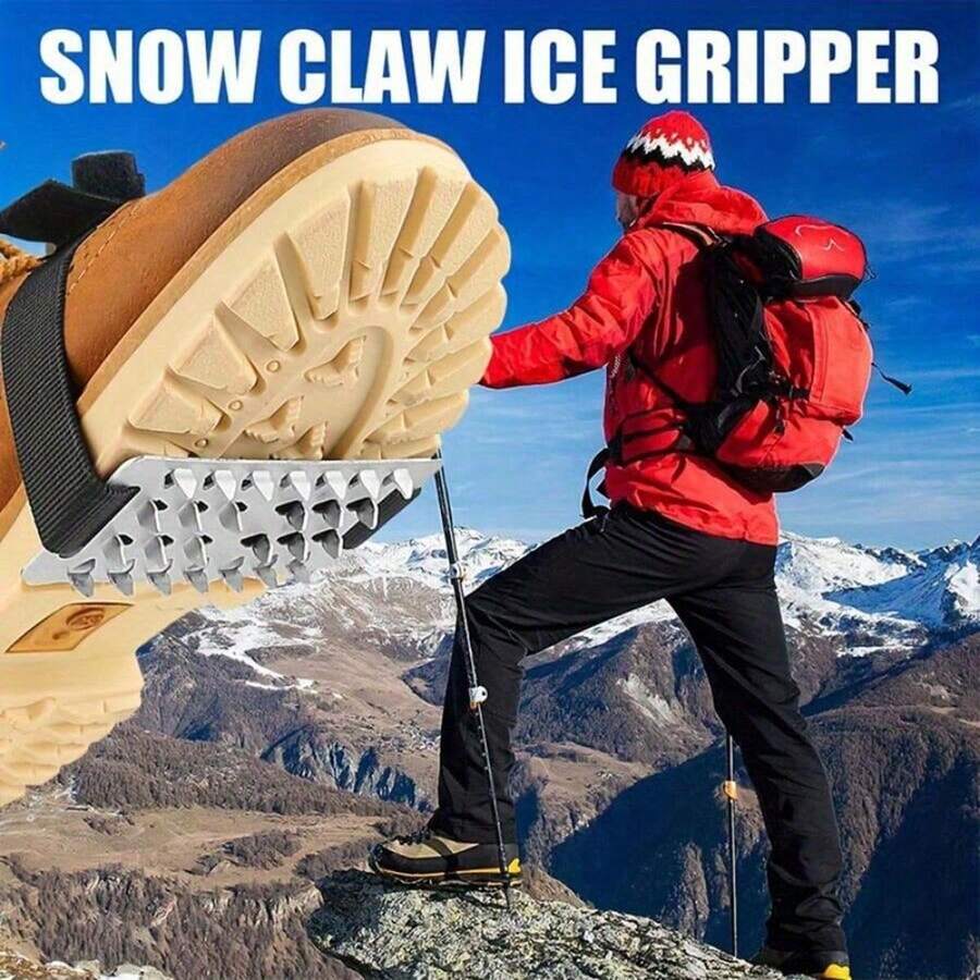 1 Pair Simple Outdoor 26-Tooth Ice Crampons, Anti-Slip Snow Shoe Covers With Hook And Loop, Stainless Steel Ice Surface Traction - Multicolor - View 1