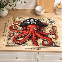 1pc Pirate Octopus Illustration Diatom Mud Absorbent Drying Mat, Kitchen Countertop Draining Mat, Coffee Machine Mat, Dish Drying Mat, Dining Table Breakfast Mat, Non-Slip Heat-Resistant Easy To Clean Hidden Water Stains, Suitable For Kitchen, Dining Table, Coffee Shop, Bar, Home Decor, Holiday Gift - Multicolor - View 11