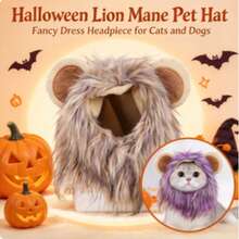 Halloween Lion Mane Hat For Cats And Dogs, Adjustable Pet Costume Hat With Lion Mane, Cute Halloween Pet Accessory For Autumn Winter, Fits Small And Medium Pets, Pet Supplies - Multicolor - View 3