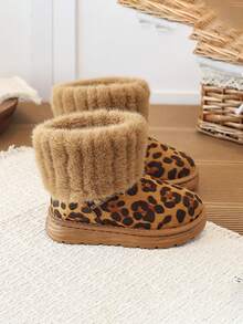 1 Pair Spring/Autumn Unisex Children's Soft Sole Lightweight Thermal Lined Warm Comfortable Foot-Friendly Outdoor Snow Boots Low-Top Boots - Brown - View 2