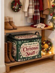 Christmas All-Over Print Storage Set 3 Pieces Storage Box Basket, Foldable, Lightweight, Multi-Functional And Durable; Suitable For Home Bedroom, Living Room Decoration And Holiday Party; Ideal Gift For Women, Students And Christmas Enthusiasts, Perfect Holiday Gift And Home Storage Solution. - Multicolor - View 6
