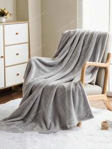 1pc Solid Color Shiny Microfibre Wellsoft Throw Blanket Soft Plush Warm Thick Cosy Suitable For Bedroom Living Room Sofa Couch Bed All Seasons Home Decor Gift - Light Grey - View 3