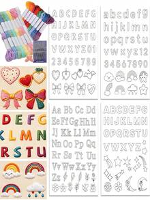 Water-Soluble Embroidery Stabilizer With Letters And Numbers - Pre-Printed ABC Letters, 0-9 Numbers And Icon Designs - Adhesive Embroidery Paper, Suitable For Handmade Sewing Enthusiasts - A362 - View 2
