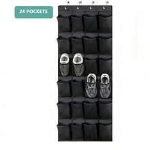40 Pockets Over Door Shoe Organizer,Space-Saving Hanging Closet Storage,Large Capacity Breathable Fabric Hanging Shoe Rack For Men's&Women's Sneakers,Slippers,High Heels, Fits Apartment Dorm Room,Bedroom Closet,Halloween Gift Black - Multicolor - View 15