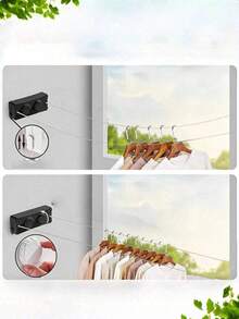 1 Retractable Invisible Indoor/Balcony Steel Wire Clothesline, Bathroom Retractable Clothesline, Spring, Minimalism, Summer Tops - Multicolor - View 2