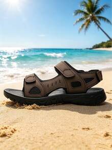 1 Pair Camouflage Outdoor Beach Slides Street Fashion Sandals Lightweight Breathable Comfortable Hook And Loop Adjustable - Red - View 1