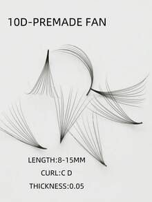 Mi nối mi volume làm sẵn 3D 5D 10D 14D, cuống đơn dài 8-15, dạng fan làm sẵn, 680 fan/hộp, độ dày 0.05/0.07mm, độ cong C, phù hợp cho người mới bắt đầu - C - Xem 7