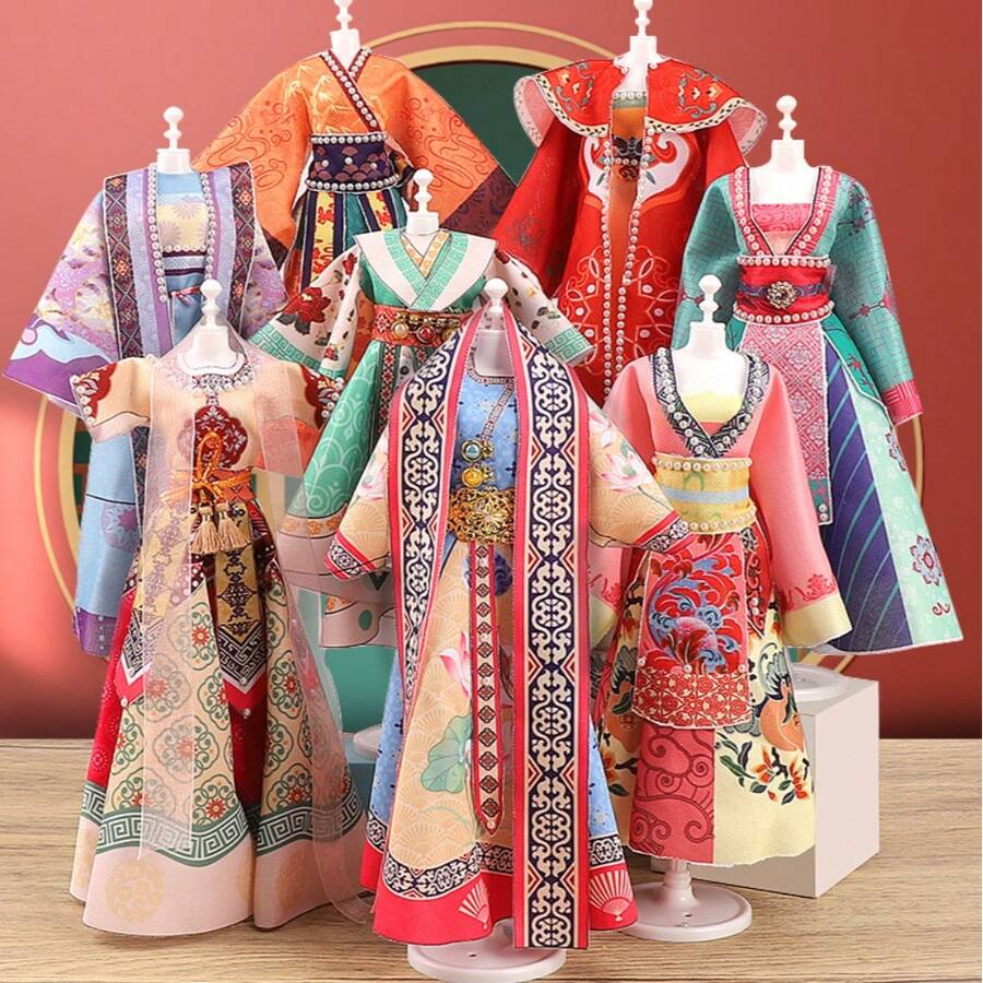 Chinese Style DIY Hanfu Handmade Material Kit, Teenager Ancient Costume Making Set, Mini Hanfu Self-Made Stress Relief Toy, Desktop Creative Ornament, Best Friend Interactive Handmade Toy, Student Creative Small Gift