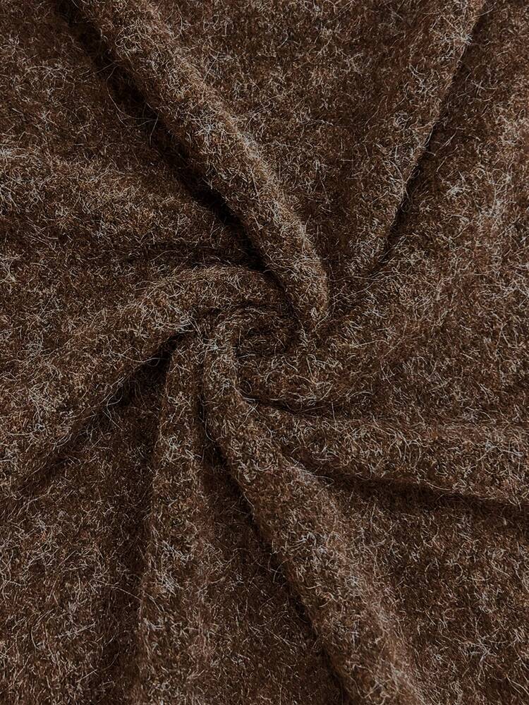 Women's Fall/Winter Lazy Soft Loose Mid-Long Open Front Versatile Commute Street Layering Slimming Casual Sweater Coat - Brown - View 8