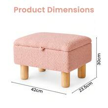 Teddy Fur Storage Ottoman Bench With Folding Design - Pink - View 7