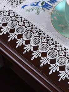 2/4/6pcs Christmas White & Blue Embroidered Placemats, Polyester Fiber Rectangular Table Mats, Suitable For Dining Table, Coffee Table, Tea Table, Daily Home Decor, Vase Mat, Wedding, Christmas, Holiday Party, Home Decoration - Blue - View 8