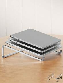 1pc Aluminum Alloy Laptop Stand, Ergonomic Detachable Laptop Riser, Silver And Black Optional - View 2