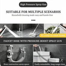 1PC Bathroom Handheld Bidet Sprayer Toilet Set Spray Gun Bathroom Sprayer Self-Cleaning Shower Head (With Extension Hose And Dual Control Angle Valve) - Silver - View 12