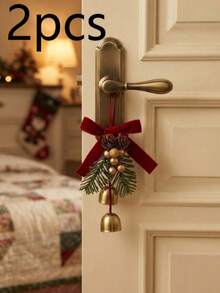 1pc Christmas Pine Tree And Bell Hanging Ornament, Christmas Decoration, Christmas Party Favor And Small Gift; Suitable For Decorating Home Door Handles, Christmas Tree And Car Interior - Bell - View 11