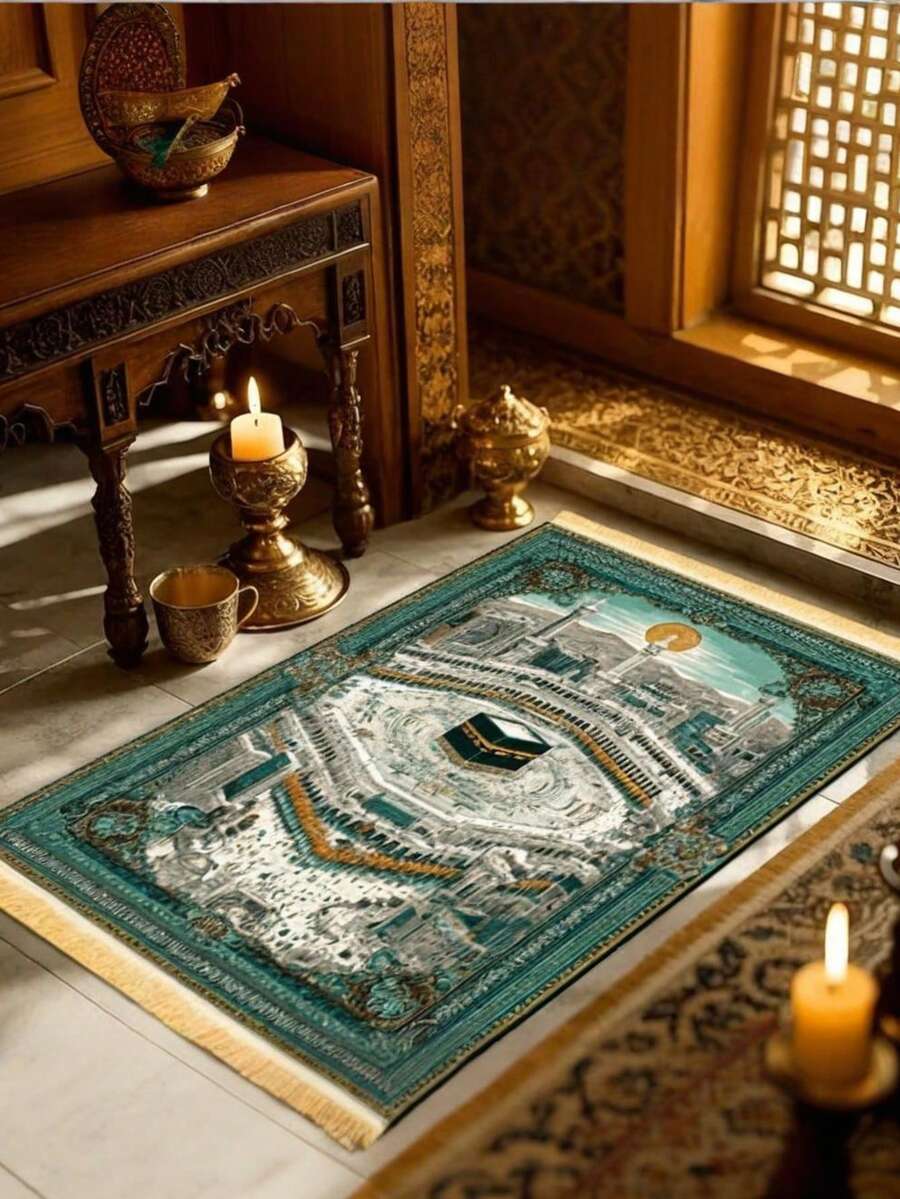 Luxury Thick Tassel Prayer Rug, Non-Slip Foldable Machine Washable, Suitable For Home Indoor, Hallway And Living Room, Islamic Prayer Dedicated - Multicolor - View 1