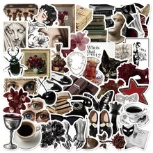 50Pcs Gothic Retro PVC Stickers, Moody Character Antique Item Pattern Stickers For Craft Notebook Box Decor - Multicolor - View 4