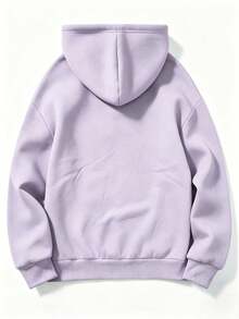 1pc Men's Solid Gray Long Sleeve Hooded Sweatshirt, Suitable For Daily Casual Wear And Gifting To Friends, Thin Style - Purple - View 5