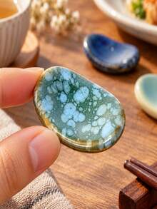 Pebble Shaped Kiln Change Glaze Ceramic Chopstick Rest, Multicolor Stone Look Utensil Holder, Tabletop Decor Spoon Fork Rest For Home Kitchen Dining Table Decoration - Multicolor - View 5