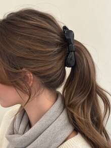 1pc/5pcs Elegant Vintage Bow Banana Hair Clip, Korean Style Minimalist High Ponytail Vertical Clip, Commute Daily Gentle Atmosphere Hair Accessory - Multicolor - View 2