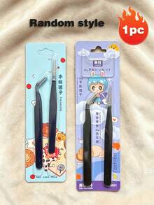 1 Set Of 2 Pieces Stainless Steel Tweezers Set (Straight And Curved) Eyelash Tweezers Set, Tweezer Stickers, And Paper Tape Clips, Multi-Purpose Kit, Stationery, DIY Scrap Magazines, Photo Albums, School Supplies, Macarons Hand Tools, Cooking Tweezer - Multicolor - View 28