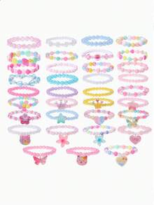 35pcs Girls Colorful Beaded Bracelet Gift Set Random Color Children Party Birthday Gift - Multicolor - View 6