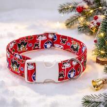 1pc Holiday Red Christmas Dog Collar With Santa, Reindeer And Snowman Design, Soft Adjustable Collar With Quick-Release Safety Buckle, Suitable For Small To Large Dogs, Perfect Gift For Pets During Holiday Season - Red - View 8