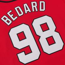 Men's #98 Bedard Blackhawks Red Baseball Jersey, Embroidered Casual Sports Baseball Shirt, Fan Gift - Red - View 6