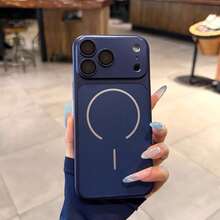 啞光金屬磁吸手機殼，適用於 iPhone 18 Pro Max 17 16 15 14 13 Pro，附鏡頭保護膜，支援無線充電，防摔保護殼，適合送給女性與男性的禮物 - 深藍色 - 查看 7