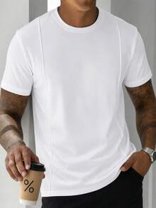 Men's Summer Fashion Versatile Special Design Crew Neck Short Sleeve T-Shirt - White - View 3