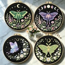 Embroidery Kit 15x15cm/5.9in Or 20x20cm/7.9in DIY Set, With Charming Butterfly Pattern. Suitable For Adult Beginners. Includes Fabric, Instructions, Embroidery Hoop, Needle And Thread. Great Gift For Friends/Family. Home Or Office Art Decor. - Enchanting Butterflies - View 2