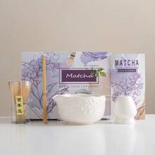 Highly Attractive Ceramic Matcha Bowl Tea Set With Embossed Wave And Cherry Blossom Design, Spout Bowl - Multicolor - View 6