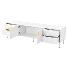 TV Stand TV Cabinet TV Console With Drawers Fluted Door Metal Handle Metal Legs Cable Management Living Room - White - View 8