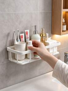 Large Capacity Wall-Mounted Shower Caddy, No-Drill Bathroom Storage Rack, Toiletries Organizer, Multi-Functional Kitchen Storage Rack, Strong Load-Bearing, Stable And , Space-Saving, Quick Installation, Multi-Layer Shelf - Multicolor - View 2