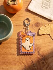 1pc/6Pcs Halloween Stamp Acrylic Keychain, Cartoon Ghost Pumpkin Lantern Cat Keyring Set, Cute Trick Or Treat Postmark Decoration, High-Quality Transparent Acrylic, Multi-Functional Decoration For Backpack, Phone, Planner And Bag Accessories. - Multicolor - View 9