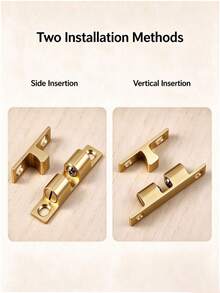 Thickened Solid Zinc Alloy Spherical Door Knob, Adjustable Tension Spring Lock, Two Installation Methods, Suitable For Wardrobe, Kitchen, Bathroom, Bookshelf Hidden Door Handle, Gold And Silver - Multi-color - View 5