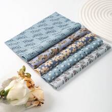5 lembar kain motif bunga biru ukuran 23,5*30cm, set kain patchwork buatan tangan DIY, paket kain jahit. - MB23530-BL-1 - View 6