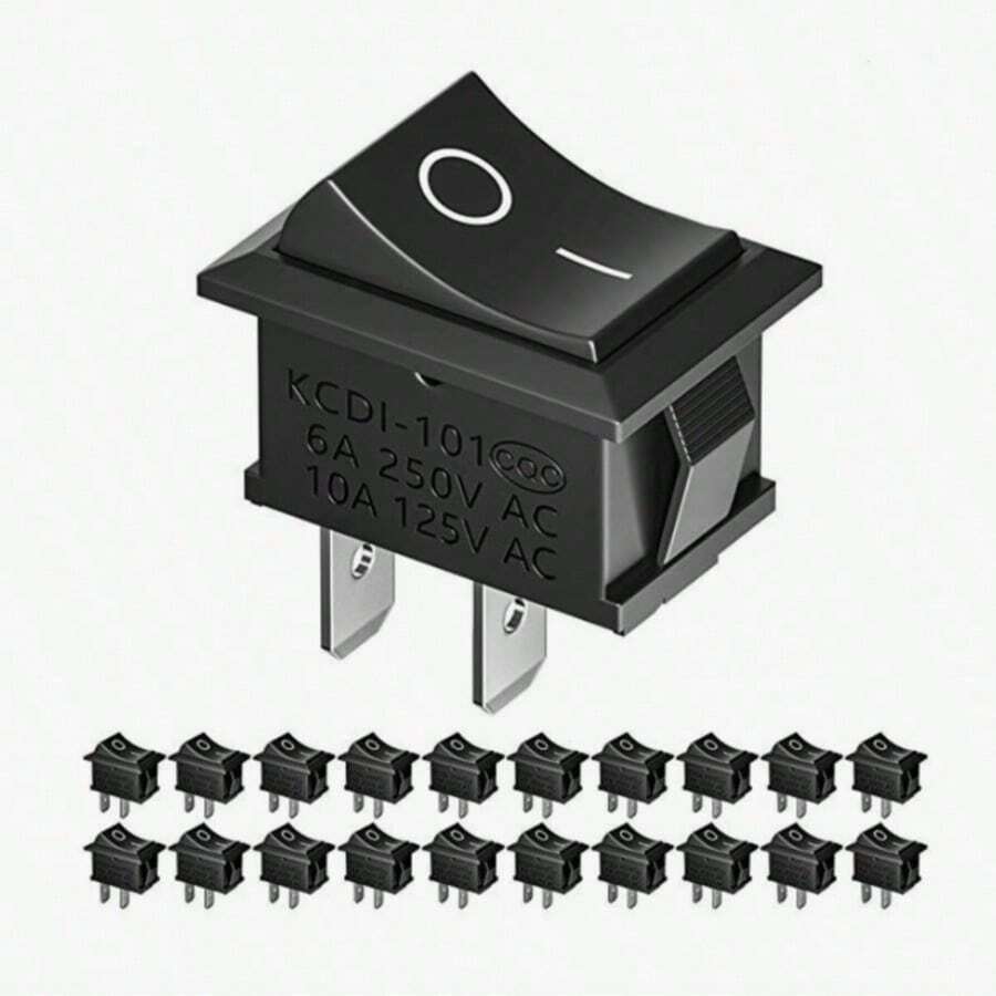 50 Piezas De Switch 10a 125v 250v 2 Terminales 2 Posiciones - Negro - Ver 1