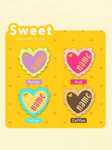 4*4cm Personalized Heart Pet ID Tag: Custom Acrylic Dog, Cat, Rabbit Name Tag - Multicolor - View 8