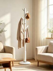 Freestanding Coat Rack, Modern Tree Shape Coat Hanger With Multi Hooks, Heavy Duty Round Base, Space Saving Clothes Hat Bag Holder, Suitable For Entryway, Bedroom, Hallway - Multicolor - View 3