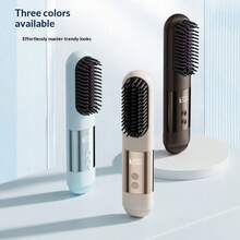 Multifunctional Straightening Comb & Curling Iron, Minimalist Design, 3 Temperature Settings, Suitable For Straight And Curly Hairstyles, Fast Heating, LED Display, USB Rechargeable, Portable Straightening Comb, Professional Styling Tool - Multicolor - View 11