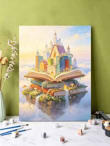 DIY Magical Book Castle Floating Fantasy Landscape (Frameless Or Framed 8x12 / 16x20 Inches) Paint By Numbers Kit(Acrylic) Arts & Crafts For Adult Beginners, Home Wall Decor, And Unique Holiday Gifts - Sets - View 1