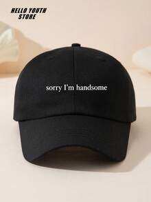 1pc "Sorry I'm Handsome" Printed Baseball Cap, Lightweight Comfortable Multi-Functional Baseball Hat, Washed Vintage Hat, Suitable For Daily Outings And Life Use, Daily Outfit Hat Decoration, Gift For Friends - A - View 4