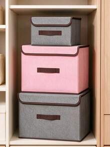 2pcs/1pc Foldable Clothes Storage Basket, Portable Storage Box For Clothes, Underwear, Socks And Other Items, Dust-Proof And Moisture-Proof Wardrobe Storage Device, Miscellaneous Storage Bag, Vanity Organizer, Dormitory Clothes, Toys, Books, Snacks And Miscellaneous Storage Tool, Linen Foldable Storage Container, Multi-Functional Home Storage Box, Clothes Organizer - Multicolor - View 6