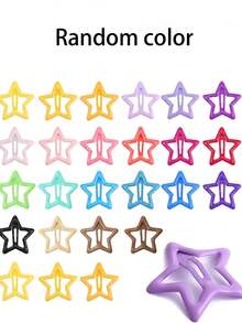 Glossy Hollow Five-Point Star Shape, Simple And Cute, Candy Multicolor Options. Classic BB Clip Closure, Secure And Easy To Fix Bangs And Side Hair, Not Easy To Slip. Suitable For Daily Wear And Outings. - Color: Random - View 10