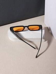 1 PC Men's Narrow Frame Rectangle Fashion Glasses Lightweight PC Material Casual And Versatile Style For Daily Outing Commute With Glasses Box - Multicolor - View 5