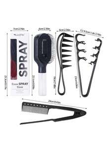 4pcs Hair Comb Set, 2-In-1 Spray Comb, Anti-Static Wide Tooth Comb, Detangling Comb, Straightening Comb, Moisturizing Comb, Suitable For All Hair Types, Women's Hair Accessories, Hair Care Products, Hair Styling Tools, Salon Equipment - Multicolor - View 6