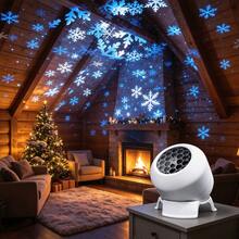 Đèn chiếu hình bông tuyết Giáng Sinh, đèn chiếu sao LED xoay 360°, dùng nguồn USB, đèn trang trí lễ hội trong nhà cho phòng ngủ, tiệc tùng, năm mới - Hoa tuyết - Xem 6