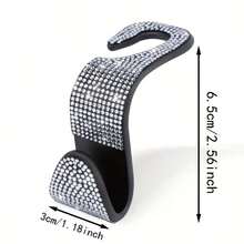 2pcs Shiny Car Headrest Hooks For Women Girls, 4pcs Car Back Seat Hooks For Wallet, Bag, Purse, Grocery (Silver) - A - View 6